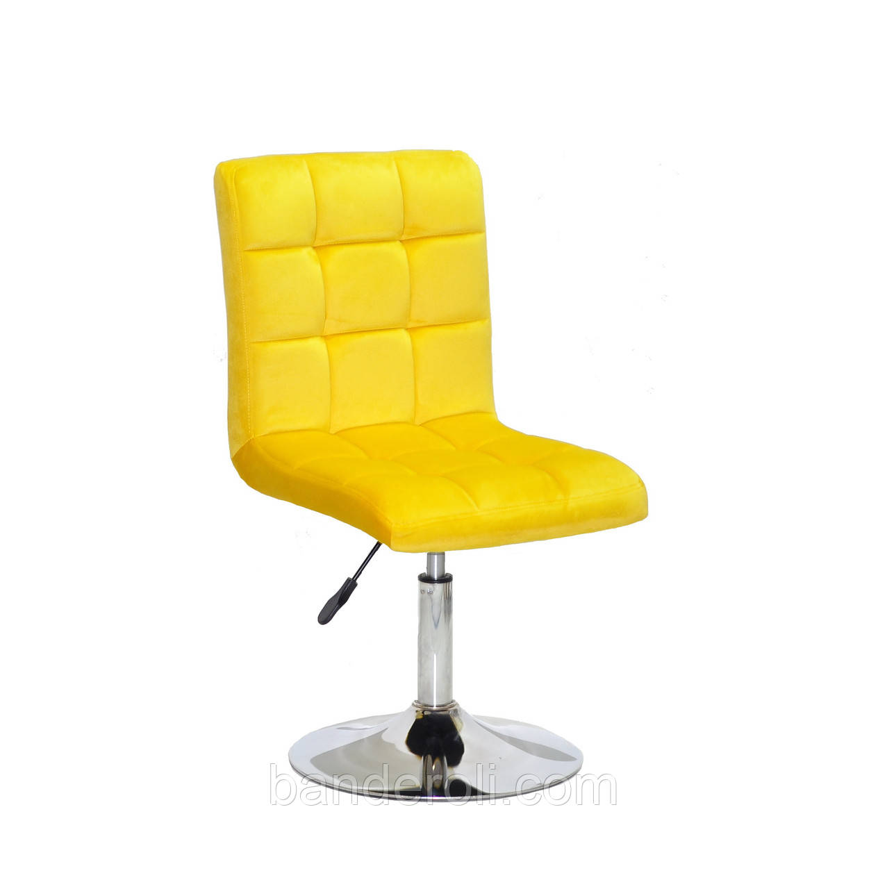 Стілець Augusto CH - Base оксамит жовтий B-1027 хромованою опорі - млинці з регулюванням висоти, фото 1