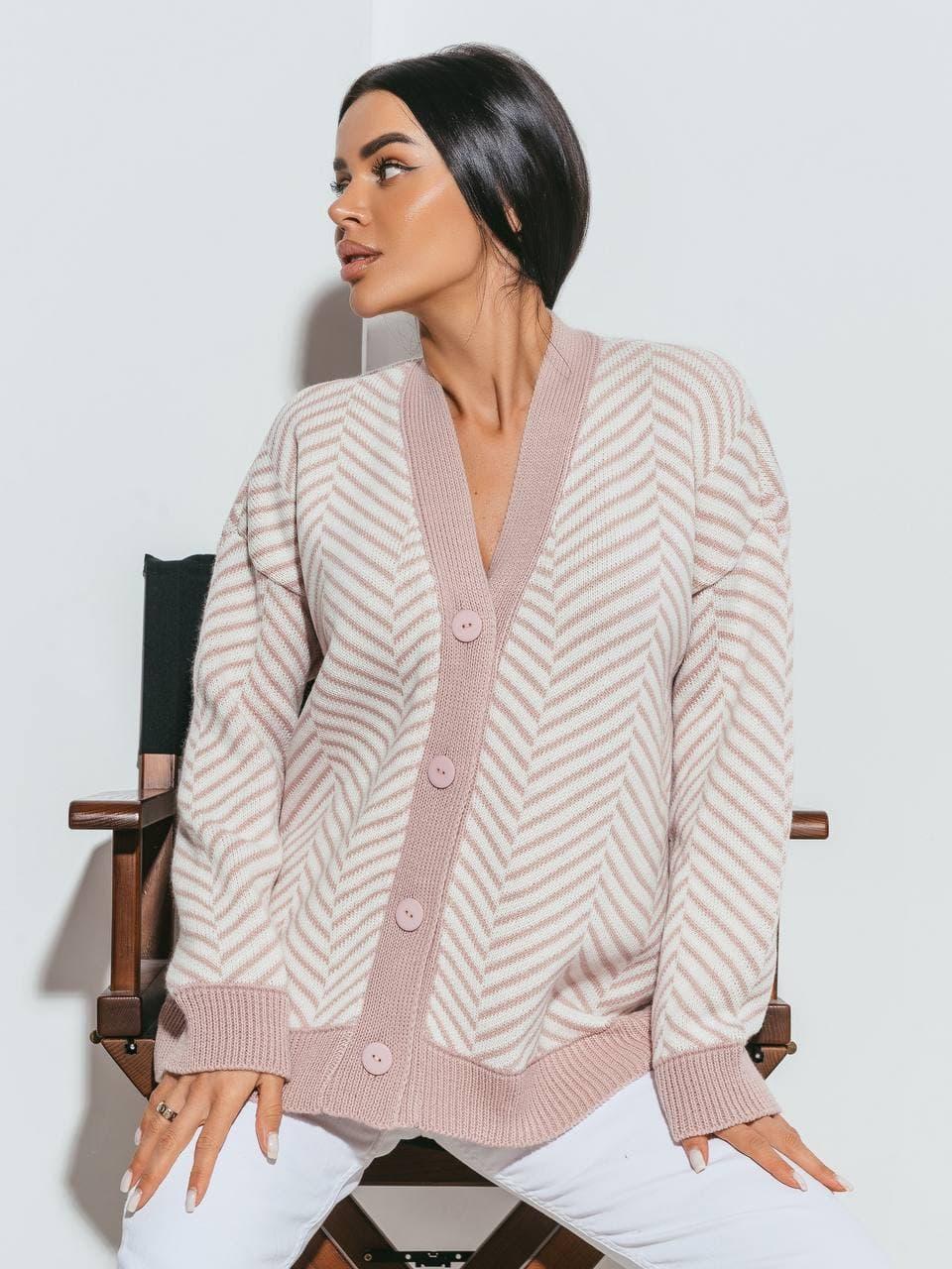 Теплий стильний жіночий кардиган на ґудзиках 2023, фото 1