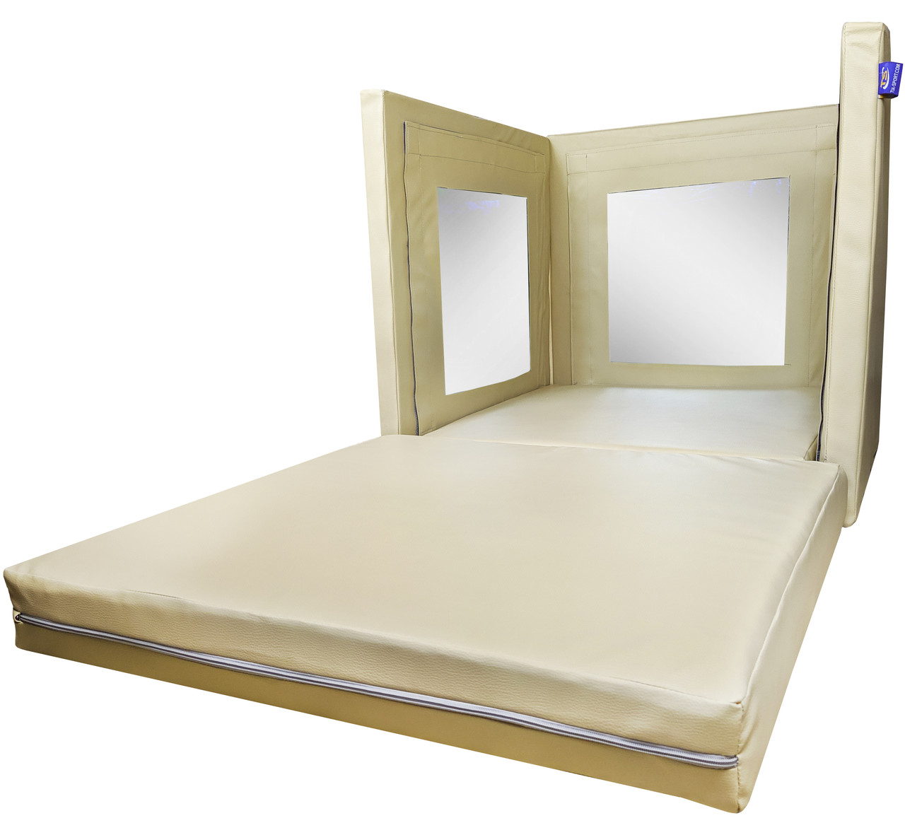 Сенсорний куб Дзеркало шкірозамінник Бежевий, 80х80х80 см (Тіа-sport ТМ)