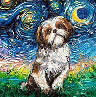 Алмазная вышивка "Милый песик" Ван Гог собака пес цветы абстрактная полная выкладка мозаика 5d наборы 30х30 см