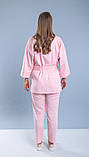 Костюм у піжамному стилі  льняний Garment Factory, Streetstyle S/M Рожевий, фото 4
