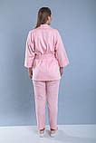 Костюм у піжамному стилі  льняний Garment Factory, Streetstyle S/M Рожевий, фото 5