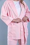 Костюм у піжамному стилі  льняний Garment Factory, Streetstyle S/M Рожевий, фото 8
