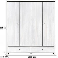 Шкаф платяной Порто четырехдверный распашной SZF2D2L2S 189х209х56см цвета джанни сосна ларико БРВ-Украина