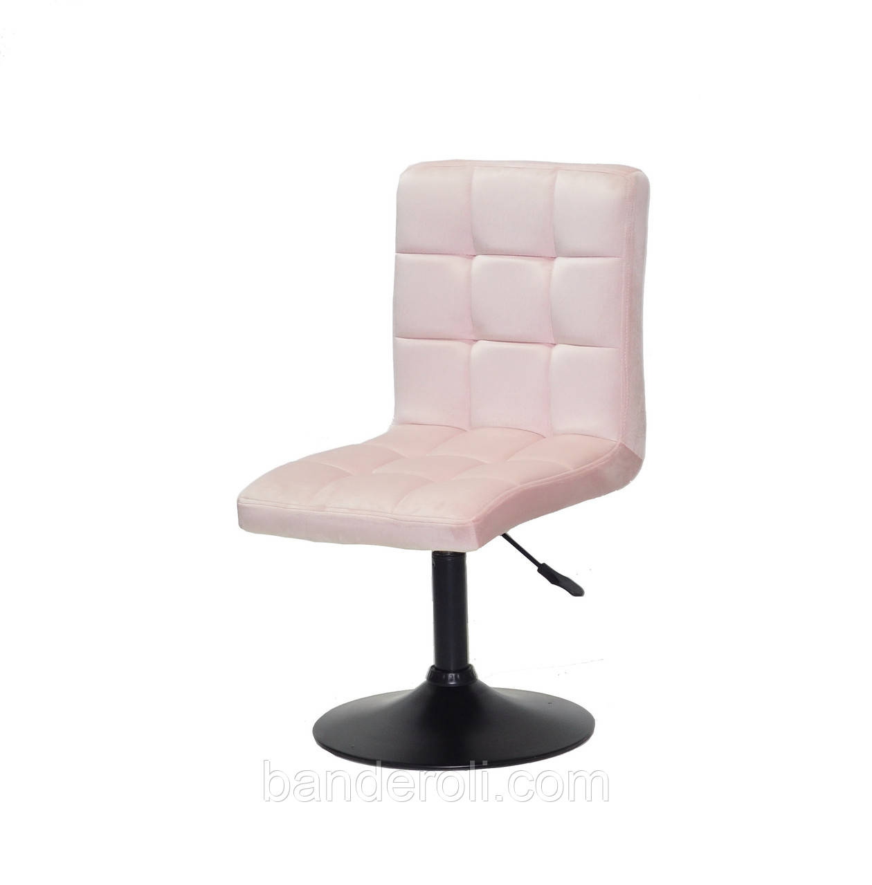 Стілець Augusto BK-Base Оксамит рожевий В-1021 на чорній круглої базі з регулюванням висоти, фото 1