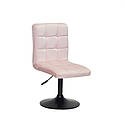 Стілець Augusto BK-Base Оксамит рожевий В-1021 на чорній круглої базі з регулюванням висоти, фото 3