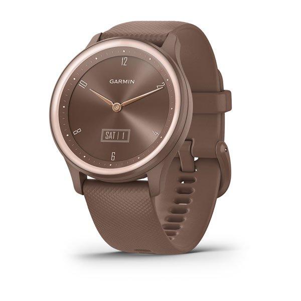 Смарт-годинник Garmin Vivomove Sport кольору какао з золотавим безелем та силіконовим ремінцем, фото 1