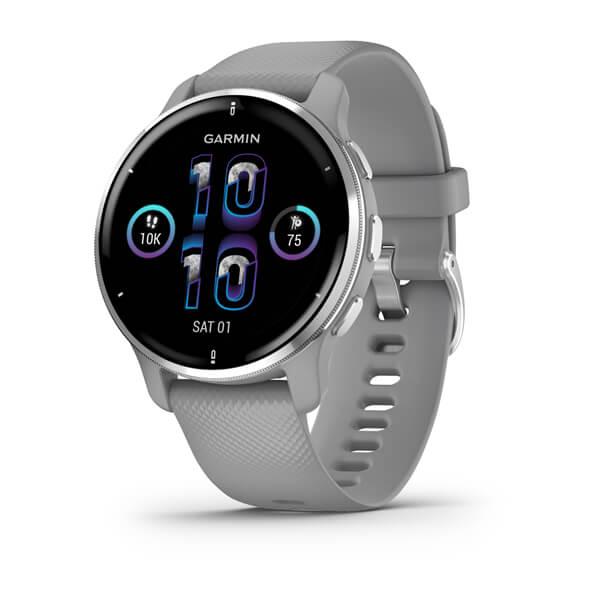 Смарт-годинник Garmin Venu 2 Plus сріблястий з сірим силіконовим ремінцем, фото 1