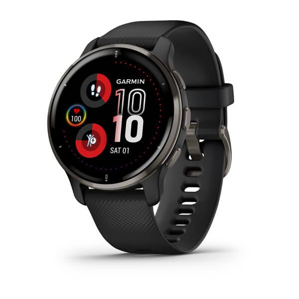 Смарт-годинник Garmin Venu 2 Plus чорний з сірим безелем та чорним ремінцем силіконовим, фото 1