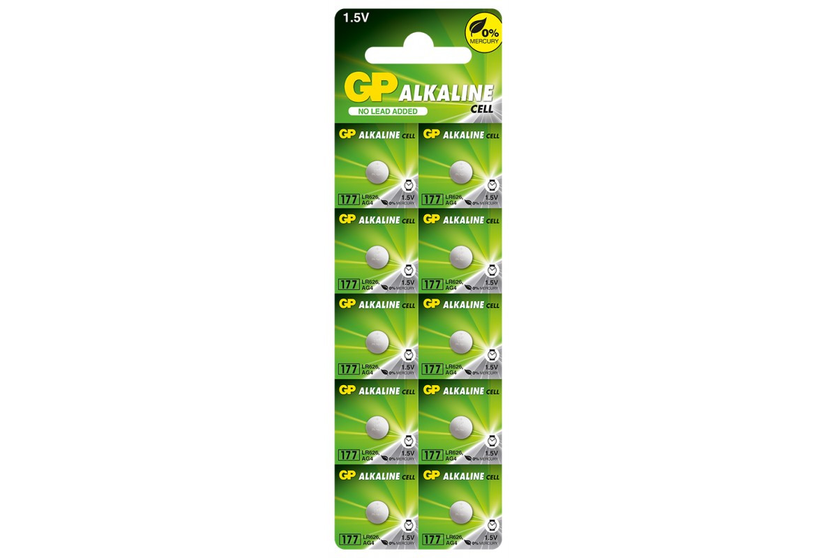 Батарейка GP Alkaline Button Cell 1.5 V 177-U10 сервіс AG4, LR626, SR66