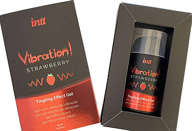 Рідкий вібратор Intt Vibration Strawberry (15 мл), густий гель Дуже смачний Intimochka