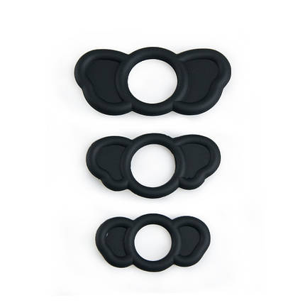 Ерекційне кільце 3 штуки Elephant Rings Black ерекійні кільця Intimochka, фото 1