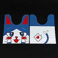 Пакеты детские полиэтиленовые подарочные с ушками зайка синий 18х15 см набор 10 шт