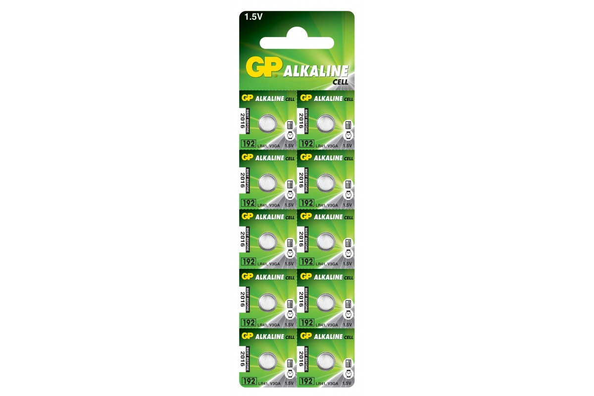 Батарейка дискова GP Alkaline Button Cell 1.5 V 192-U10 сервіс лужна AG3, LR41, 392