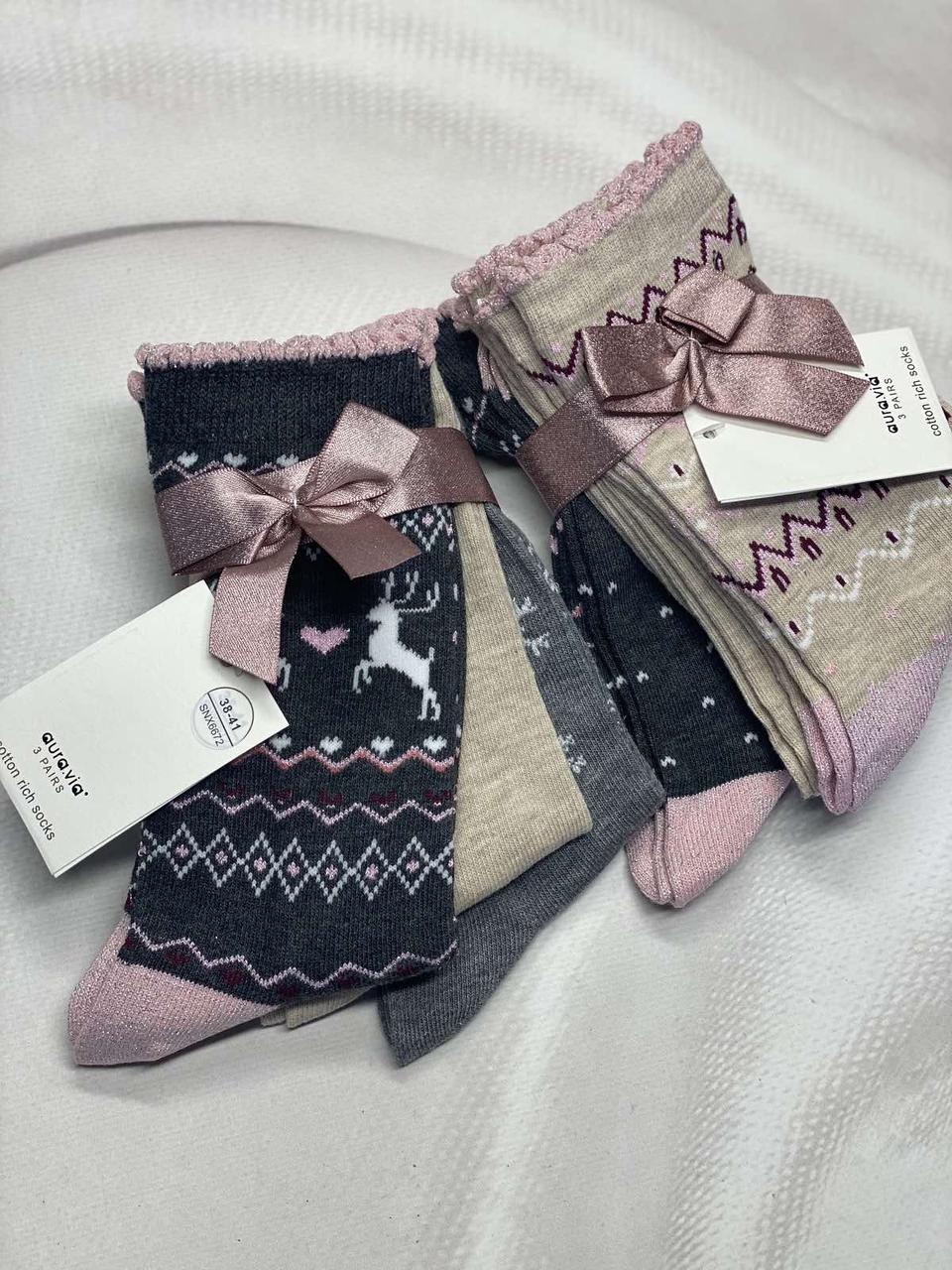 Жіночі тепленькі шкарпетки aura.via з оленями, фото 1