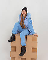 Теплий підлітковий костюм-трійка з трендовою жилеткою для дівчаток, р-ри на зріст 128