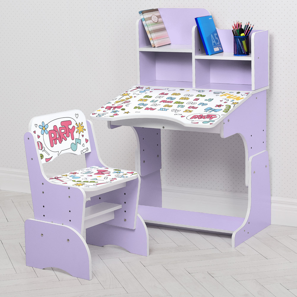 Дитяча парта зі стільчиком лаванда Bambi W 2071-104-9 (EN) англійський алфавіт Party