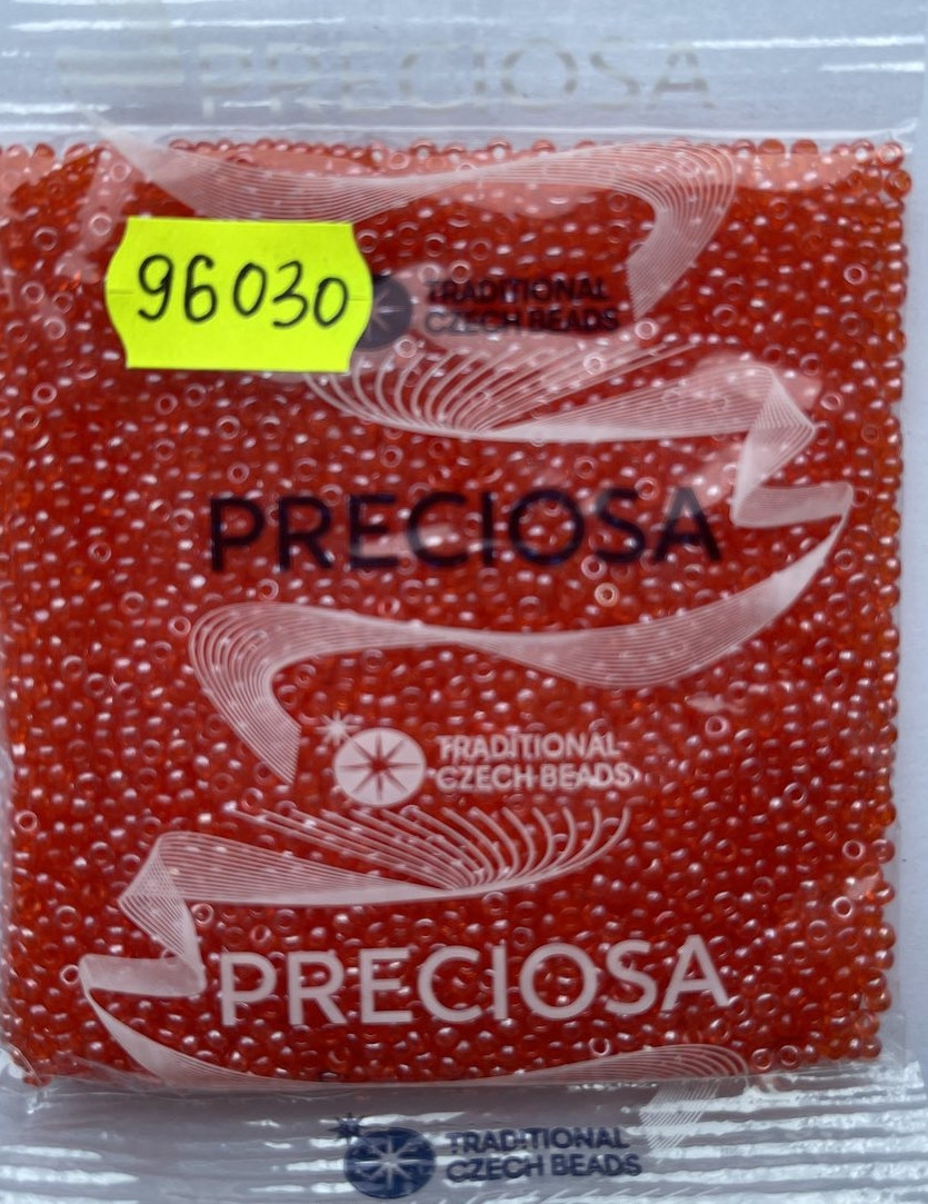 Бісер 10/0, колір No 96030 (уп.50 грамів) жовтогарячий прозорий глянсовий