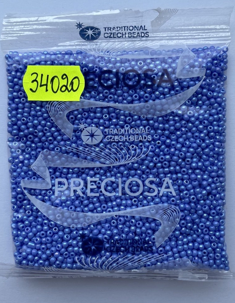 Бісер 10/0, колір No34020 блакитний райдужний(пап.50 грамів) глянсовий