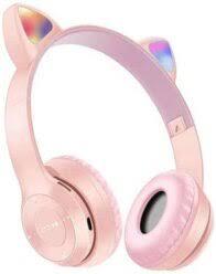 Бездротові дитячі навушники з вушками і підсвічуванням MDR Cat VZV-23 M рожеві
