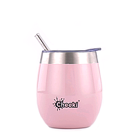 Термостакан для напитков со стальной трубочкой Cheeki Wine Tumbler Pink Champagne (220 мл)