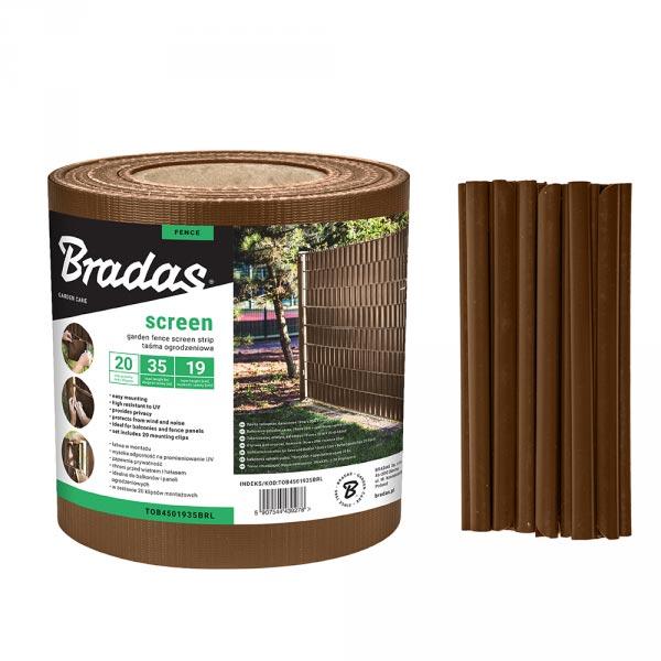 Стрічка для паркану 19см х 35м Bradas, коричнева (+20 затискачів)
