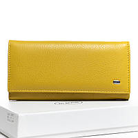 Женский кожаный кошелек желтого цвета Dr. BOND классический качественный кошелек на магните