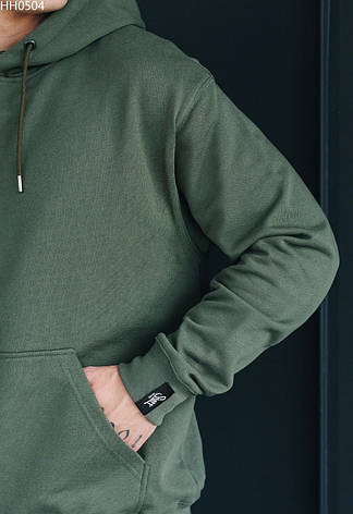 Мужская толстовка худи с капюшоном Staff khaki basic oversize хаки HH0540, фото 2
