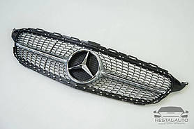 Тюнінг Решітка радіатора Mercedes C-Class W205 2018-2020год (Diamond Silver)