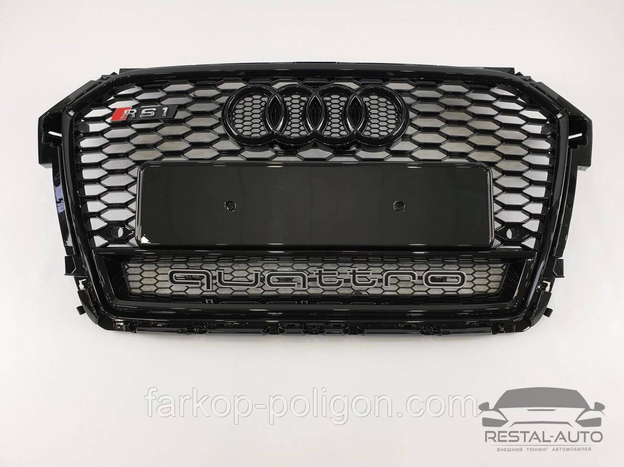 Тюнінг Решітка радіатора Audi A1 2014-2019год Чорна з емблемой QUATTRO (в стилі RS)