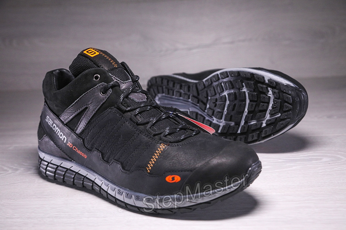 Шкіряні зимові черевики, кросівки термо, Salomon 3D ChassisGore-Tex