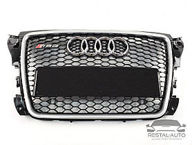 Тюнінг Решітка радіатора Audi A3 2008-2012 рік Чорна з сірою рамкою (в стилі RS)