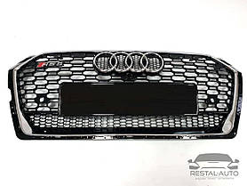 Решітка радіатора в стилі RS на Audi A5 F5 2016-2020 рік Чорна з рамкою хром