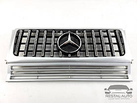 Тюнінг Решітка радіатора Mercedes G-Class W463 1990-2018год (GT Silver Chrome)