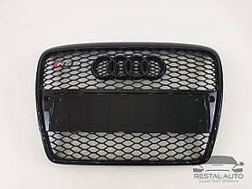 Тюнінг Решітка радіатора Audi A6 2004-2011рік Чорна під парктроніки (в стилі RS)