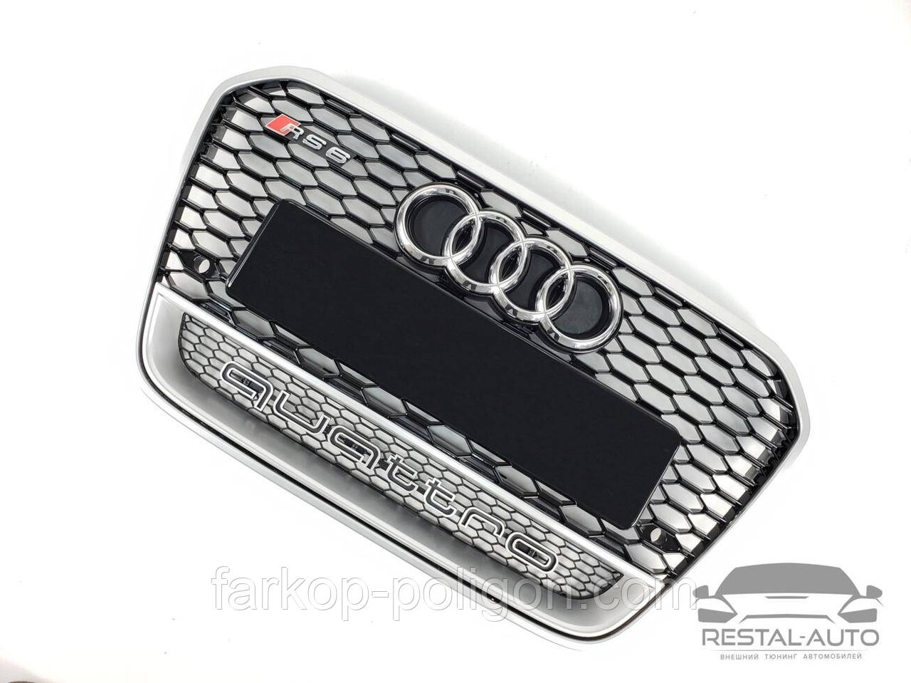 Тюнінг Решітка радіатора Audi A6 2011-2014год Чорна з сірою рамкою Quattro (в стилі RS)