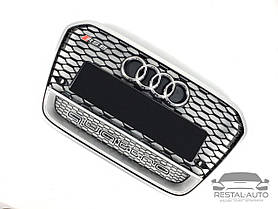 Тюнінг Решітка радіатора Audi A6 2011-2014год Чорна з сірою рамкою Quattro (в стилі RS)