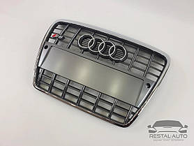 Тюнінг Решітка радіатора Audi A6 2004-2011рік Сіра з хромом (в стилі S-Line)