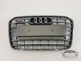 Тюнінг Решітка радіатора Audi A6 2011-2014год Сіра з хромом (в стилі S-Line)