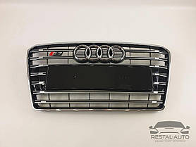 Тюнінг Решітка радіатора Audi A7 2010-2014год Чорна з хромом (в стилі S-Line)