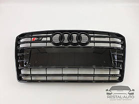 Тюнінг Решітка радіатора Audi A7 2010-2014год Чорна ( в стилі S-Line)