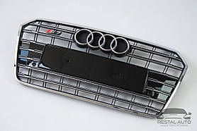 Тюнінг Решітка радіатора Audi A7 2014-2017год Чорна з хромом (в стилі S-Line)