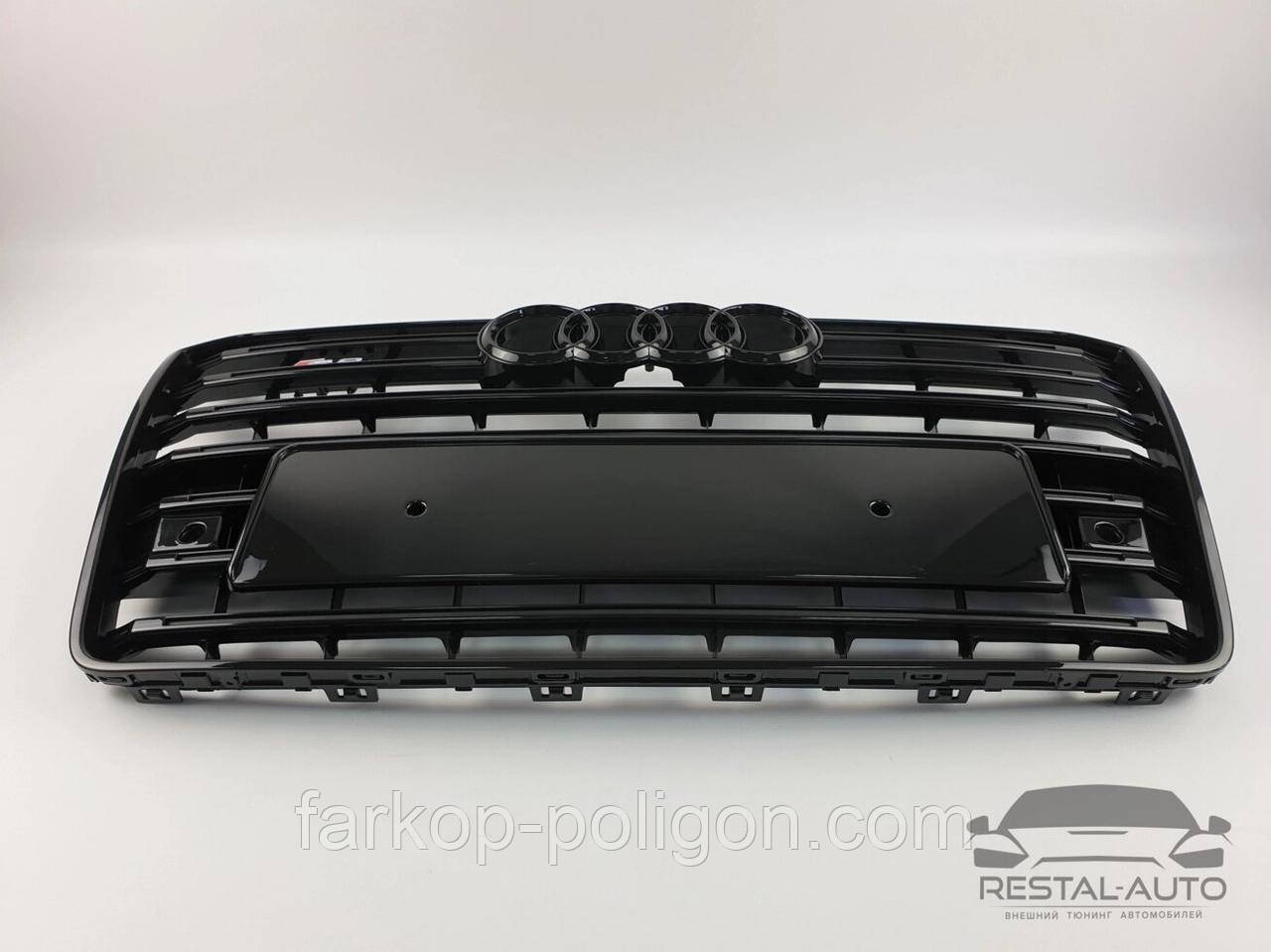 Тюнінг Решітка радіатора Audi A8 2014-2017год Чорна (в стилі S-Line)