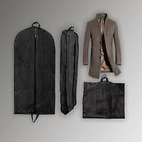 Чехол черного цвета для объемных вещей 60*110*10 см. Для хранения и упаковки одежды на молнии флизелиновый