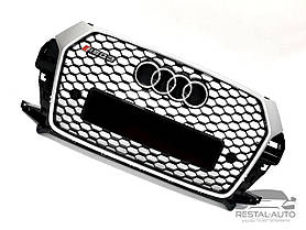 Решітка радіатора в стилі RS на Audi Q3 8U 2014-2018 рік Чорна з сірою рамкою