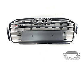 Решітка радіатора в стилі S-Line на Audi Q5 80A 2016-2020 рік Сіра з хромом