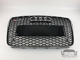Тюнінг Решітка радіатора Audi Q7 2009-2015год Чорна з хром рамкою (в стилі RS)