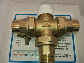 Термостатичний 3-х ходовий зонний клапан з функцією розподілу потоків 3/4" GROSS