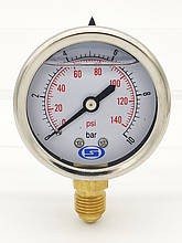 Манометр Gross верт. 1/4" з гліцерином Н/Ж корп. Ø50мм 6,10 Bar
