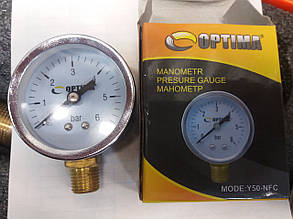 Манометр вертикальний Optima 6 Bar в нержавіючому корпусі